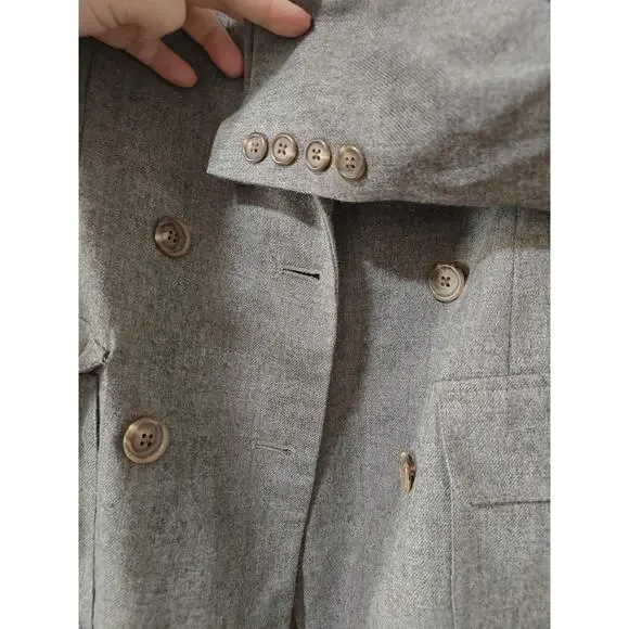 Lauren Ralph Lauren Vintage Gray Wool Petite Double Breast Blazer Classic Sz 4P - Picture 8 of 10